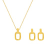 Wholesale Simple Temperament Oval Pendant Necklace And Earrings Jewelry Set In Stainless Steel With Gold Plated Treatment For Women