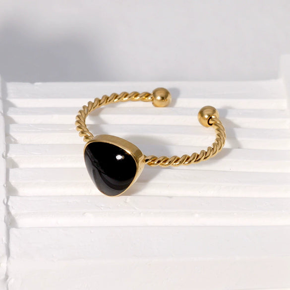 Wholesale Simple Temperament Stainless Steel Gold Plated Geometric Opening Ring For Women