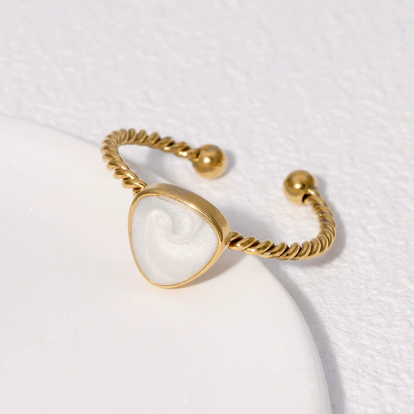 Wholesale Simple Temperament Stainless Steel Gold Plated Geometric Opening Ring For Women