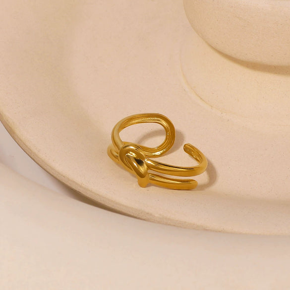 Wholesale Simple Texture Geometric Knot Open Stainless Steel Ring With Electroplating For Unisex