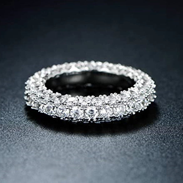 Wholesale Simple Threesided Zircon Design Couple Ring Copper Zirconia Geometric Hiphop Ring