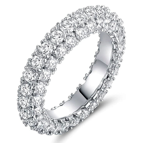 Wholesale Simple Threesided Zircon Design Couple Ring Copper Zirconia Geometric Hiphop Ring