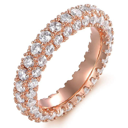 Wholesale Simple Threesided Zircon Design Couple Ring Copper Zirconia Geometric Hiphop Ring