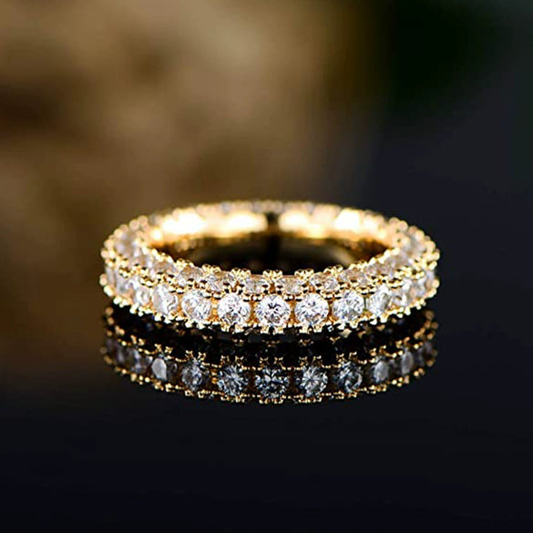 Wholesale Simple Threesided Zircon Design Couple Ring Copper Zirconia Geometric Hiphop Ring