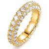 Wholesale Simple Threesided Zircon Design Couple Ring Copper Zirconia Geometric Hiphop Ring