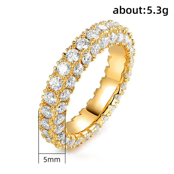 Wholesale Simple Threesided Zircon Design Couple Ring Copper Zirconia Geometric Hiphop Ring
