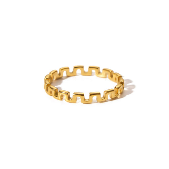 Wholesale Simple Titanium Steel And Stainless Steel Women's Ring With Geometric Design And Pvd Furnace Real Gold Plating