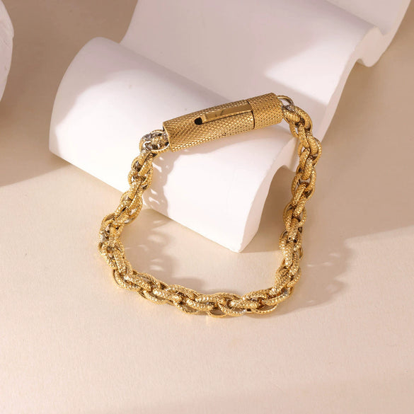 Wholesale Simple Titanium Steel Geometric Flower Basket Chain Bracelet With Electroplating For Men And Women