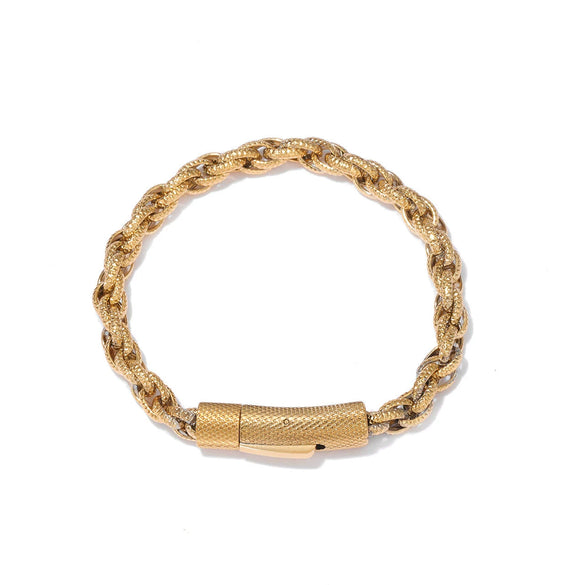 Wholesale Simple Titanium Steel Geometric Flower Basket Chain Bracelet With Electroplating For Men And Women