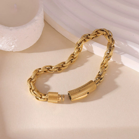 Wholesale Simple Titanium Steel Geometric Flower Basket Chain Bracelet With Electroplating For Men And Women