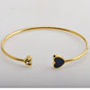 Wholesale Simple Titanium Steel Goldplated Open Elastic Love Couple Bracelet With Diamond Embedded