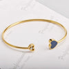 Wholesale Simple Titanium Steel Goldplated Open Elastic Love Couple Bracelet With Diamond Embedded