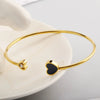 Wholesale Simple Titanium Steel Goldplated Open Elastic Love Couple Bracelet With Diamond Embedded