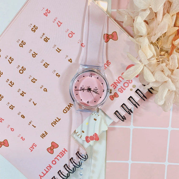 Wholesale Simple Transparent Cartoon Style Plastic And Silicone Watch With Heart Shape For Girls