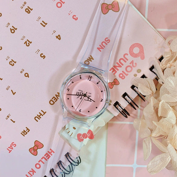 Wholesale Simple Transparent Cartoon Style Plastic And Silicone Watch With Heart Shape For Girls