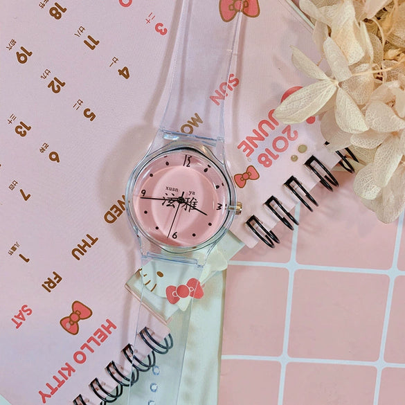 Wholesale Simple Transparent Cartoon Style Plastic And Silicone Watch With Heart Shape For Girls