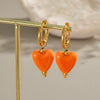 Wholesale Simple Trendy Heart Shape Orange Love Earrings Stainless Steel Electroplated Women's Jewelry Accessories