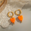Wholesale Simple Trendy Heart Shape Orange Love Earrings Stainless Steel Electroplated Women's Jewelry Accessories