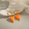 Wholesale Simple Trendy Heart Shape Orange Love Earrings Stainless Steel Electroplated Women's Jewelry Accessories