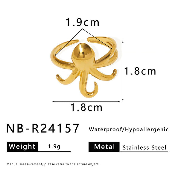 Wholesale Simple Unisex Rings In Ins Style With Octopus Design Made Of Stainless Steel And Electroplated