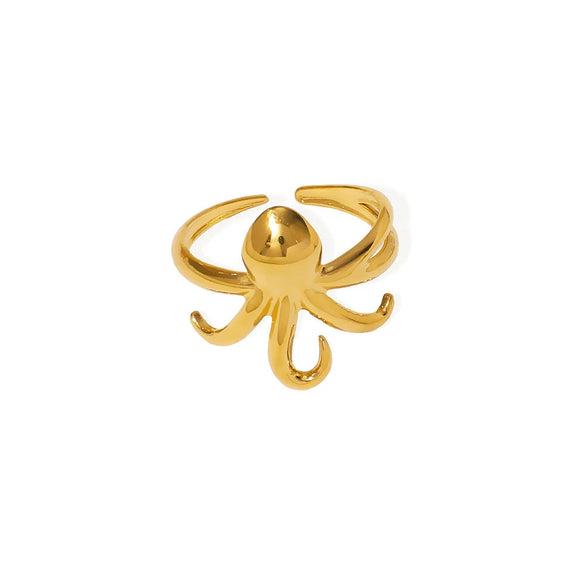 Wholesale Simple Unisex Rings In Ins Style With Octopus Design Made Of Stainless Steel And Electroplated