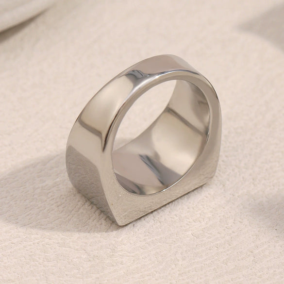 Wholesale Simple Versatile Cool Style Geometric Stainless Steel 18K Gold Plated Square Ring For Women