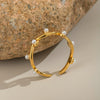 Wholesale Simple Versatile Geometric Pearl Ring For Women Stainless Steel With Electroplating