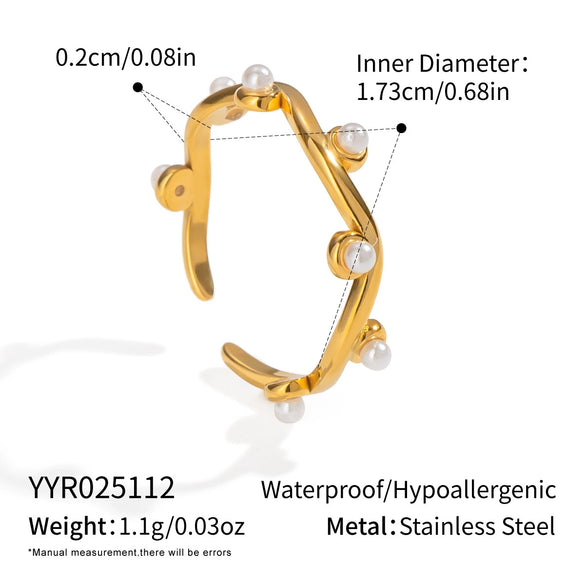 Wholesale Simple Versatile Geometric Pearl Ring For Women Stainless Steel With Electroplating