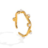 Wholesale Simple Versatile Geometric Pearl Ring For Women Stainless Steel With Electroplating