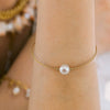 Wholesale Simple Versatile S925 Sterling Silver Freshwater Pearl Bracelet With 14K Gold Electroplating For Women