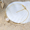 Wholesale Simple Versatile S925 Sterling Silver Freshwater Pearl Bracelet With 14K Gold Electroplating For Women