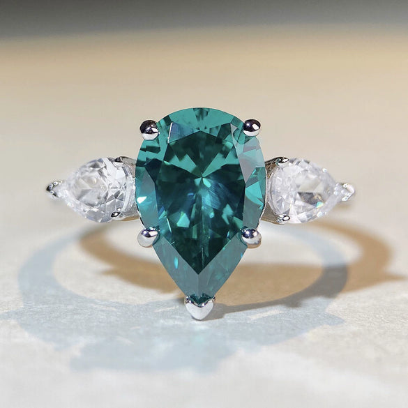 Wholesale Simple Water Drop Sterling Silver Ring With Zircon Electroplated In Geometric Style
