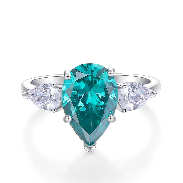 Wholesale Simple Water Drop Sterling Silver Ring With Zircon Electroplated In Geometric Style
