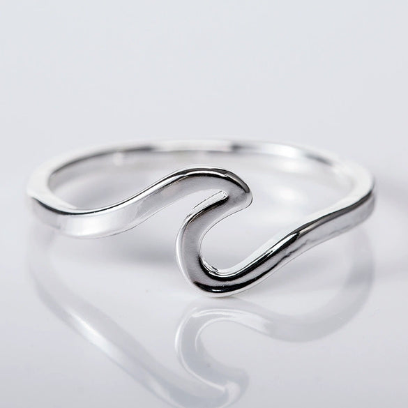 Wholesale Simple Wave Alloy Silver Plated Women's Jewelry Ring