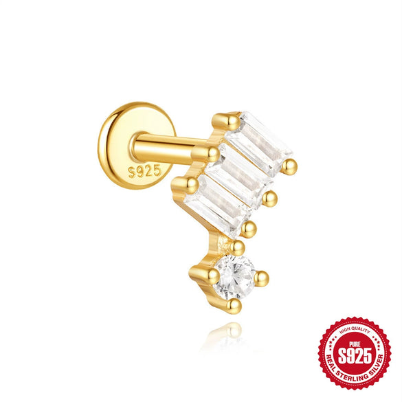 Wholesale Simple Women's S925 Sterling Silver Flower Shaped Diamond Tassel Ear Nails With Electroplating For Daily Collocation