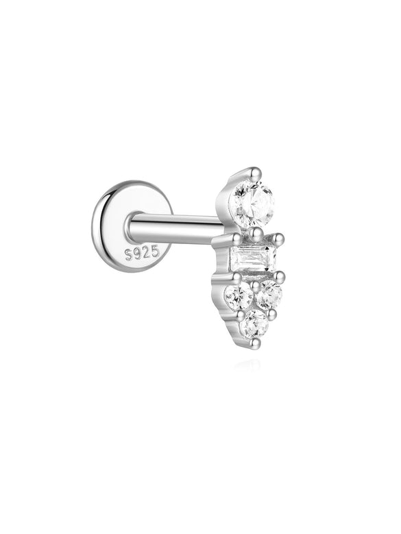Wholesale Simple Women's S925 Sterling Silver Flower Shaped Diamond Tassel Ear Nails With Electroplating For Daily Collocation