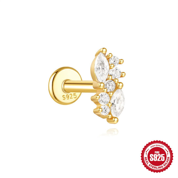 Wholesale Simple Women's S925 Sterling Silver Flower Shaped Diamond Tassel Ear Nails With Electroplating For Daily Collocation