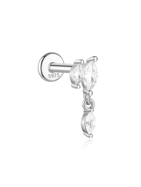 Wholesale Simple Women's S925 Sterling Silver Flower Shaped Diamond Tassel Ear Nails With Electroplating For Daily Collocation
