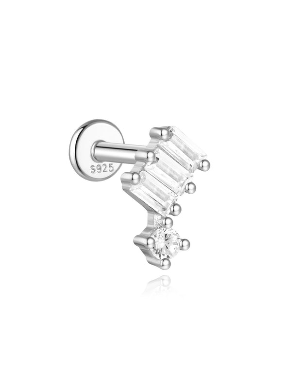Wholesale Simple Women's S925 Sterling Silver Flower Shaped Diamond Tassel Ear Nails With Electroplating For Daily Collocation