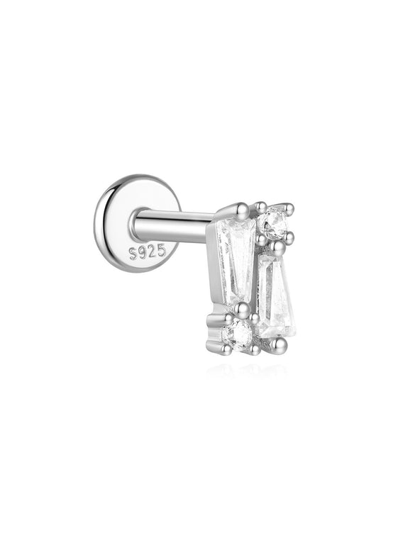 Wholesale Simple Women's S925 Sterling Silver Flower Shaped Diamond Tassel Ear Nails With Electroplating For Daily Collocation