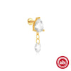 Wholesale Simple Women's S925 Sterling Silver Flower Shaped Diamond Tassel Ear Nails With Electroplating For Daily Collocation