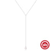 Wholesale Simple Women's Y Shaped Clavicle Necklace With Pearl 925 Sterling Silver Geometric Pattern O Chain Electroplating