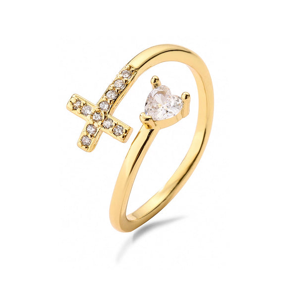 Wholesale Simple Zircon Geometric Opening Ring For Women Copper Microinlay