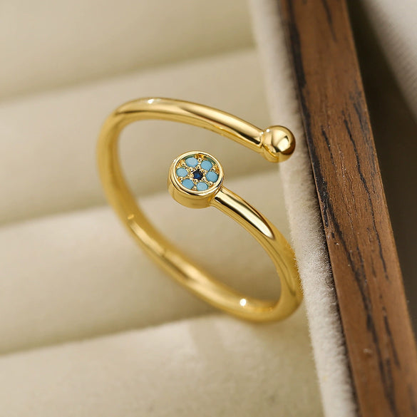 Wholesale Simple Zircon Geometric Opening Ring For Women Copper Microinlay
