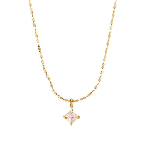 Wholesale Single Diamond Square Zircon Starry Sky Titanium Steel 18K Gold Plated Nonfading Exquisite Clavicle Necklace For Women With Geometric Pattern