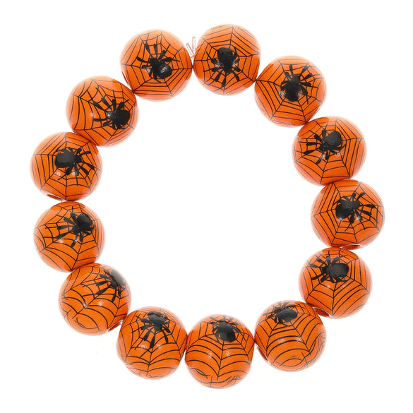Wholesale Skull Spider Web Handmade Wood Bracelet For Men And Women With Geometric Pattern For Halloween