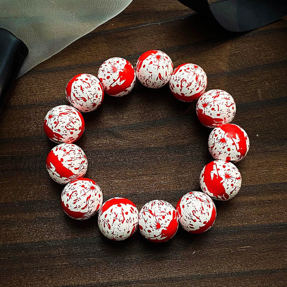 Wholesale Skull Spider Web Handmade Wood Bracelet For Men And Women With Geometric Pattern For Halloween