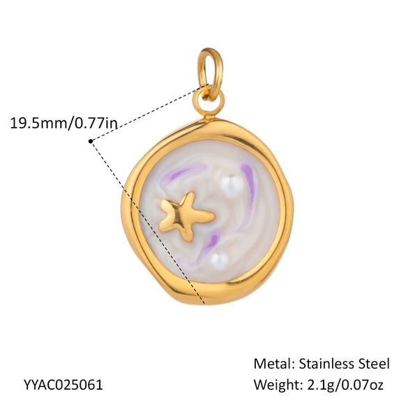 Wholesale Small Animal Accessories Pendant Ocean Style High End Cute Elegant Stainless Steel Waterproof With Sea Life Pattern Pvd Vacuum Real Gold Electroplating