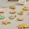 Wholesale Small Animal Accessories Pendant Ocean Style High End Cute Elegant Stainless Steel Waterproof With Sea Life Pattern Pvd Vacuum Real Gold Electroplating