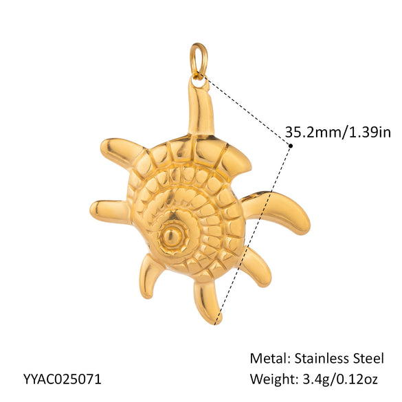 Wholesale Small Animal Accessories Pendant Ocean Style High End Cute Elegant Stainless Steel Waterproof With Sea Life Pattern Pvd Vacuum Real Gold Electroplating